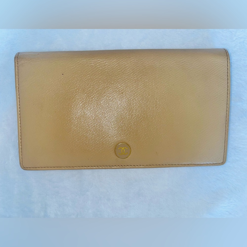 CHANEL Tan Long Leather Wallet